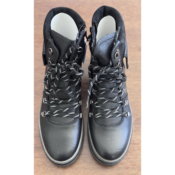 Women’s Size 8 Eric Michael Cynthia Ankle Boot Black Leather Lug Sole - Picture 2 of 9